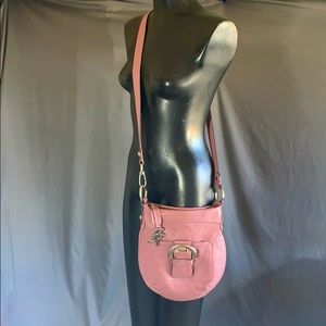 B. Makowski Crossbody Pebble Leather Bag Purple